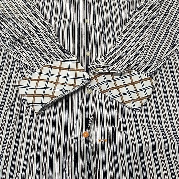 Thomas Dean TD Men's Size XXL Long Sleeve Striped Shirt Button Up Purple Blue - Picture 6 of 13